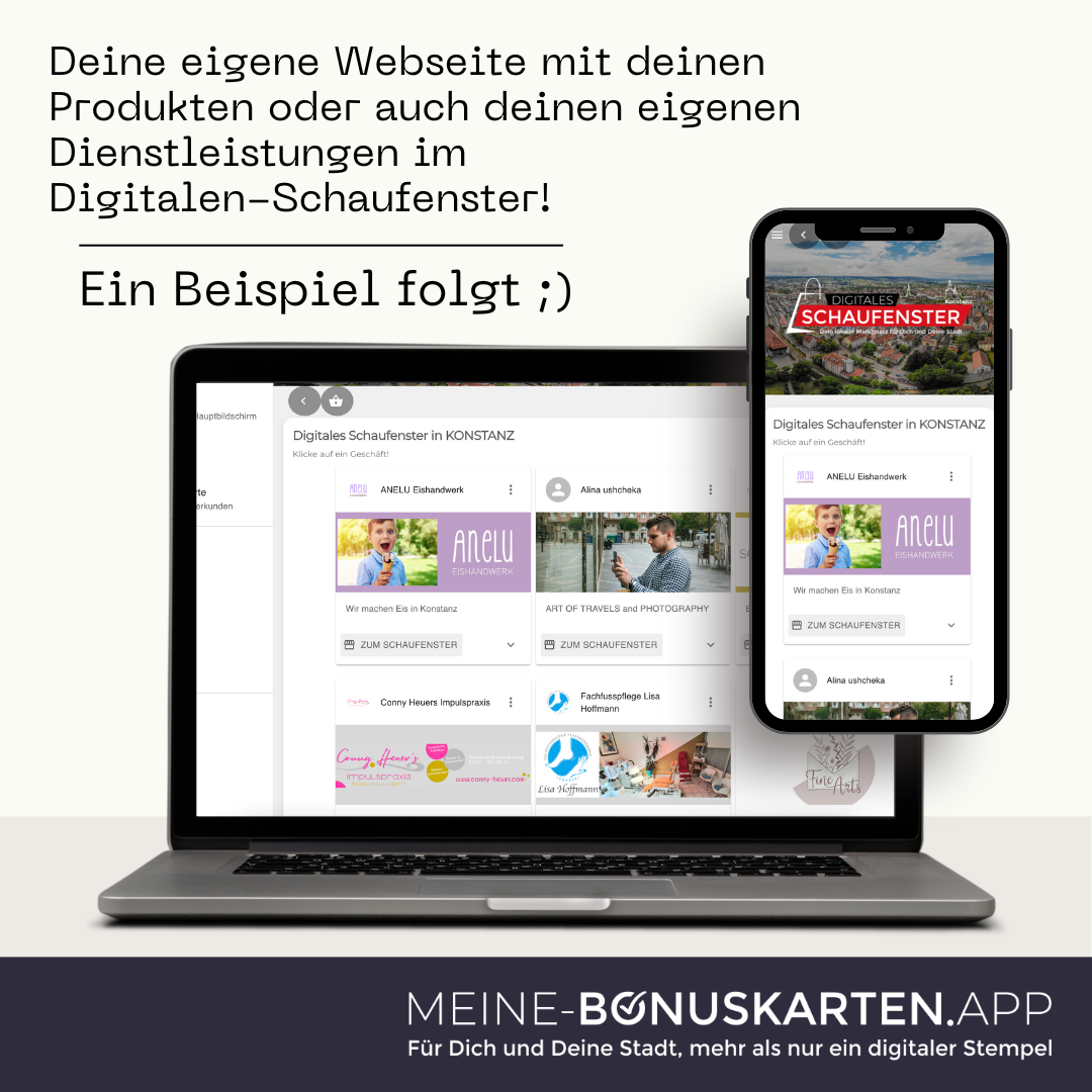 Deine eigene Webseite mit deinen Produkten oder auch deinen eigenen Dienstleistungen im Digitalen-Schaufenster!