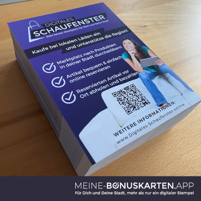 Neue Flyer für das Digitale-Schaufenster und die MEINE-BONUSKARTEN.APP