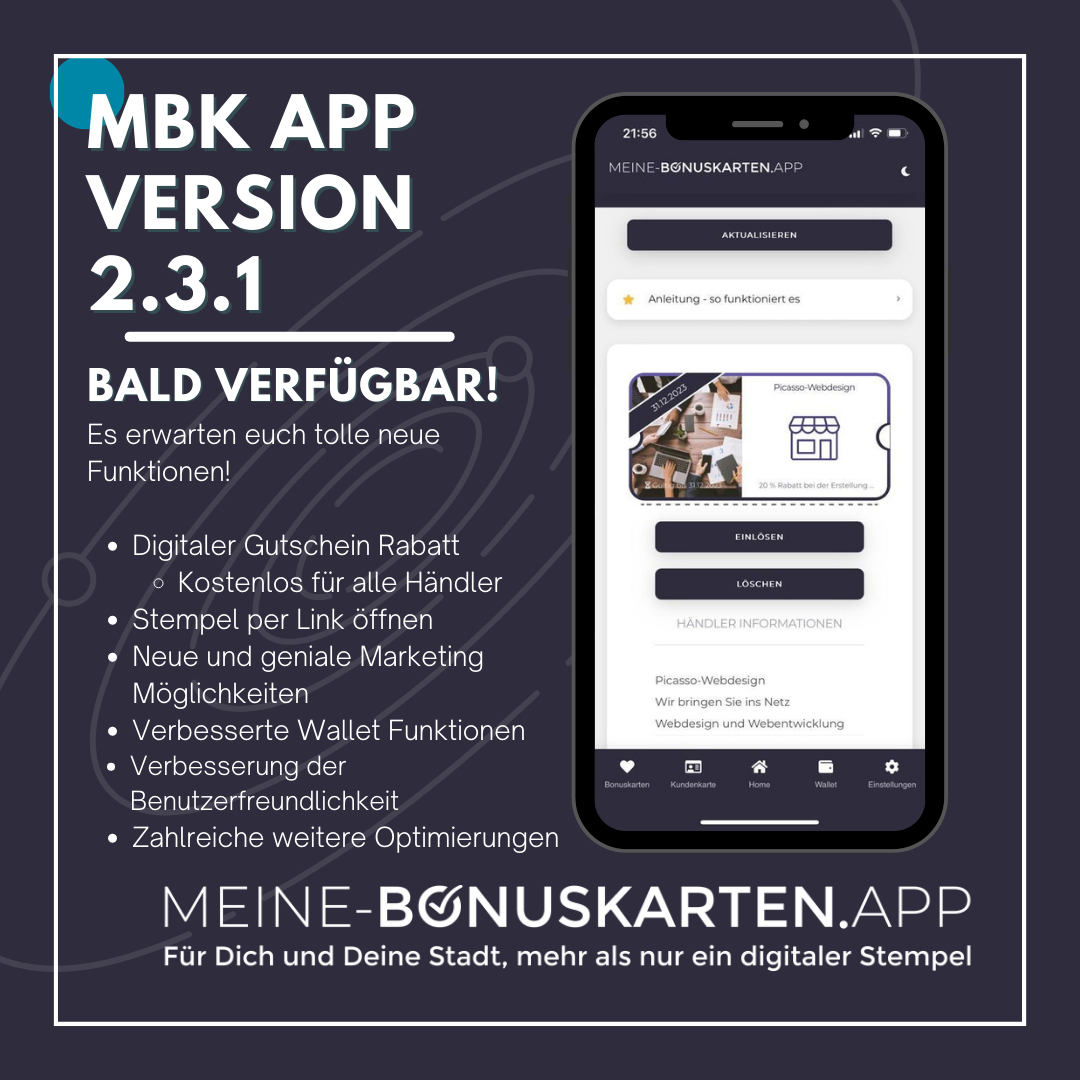 MEINE-BONUSKARTEN.APP - Version 2.3.1 ist bald verfügbar