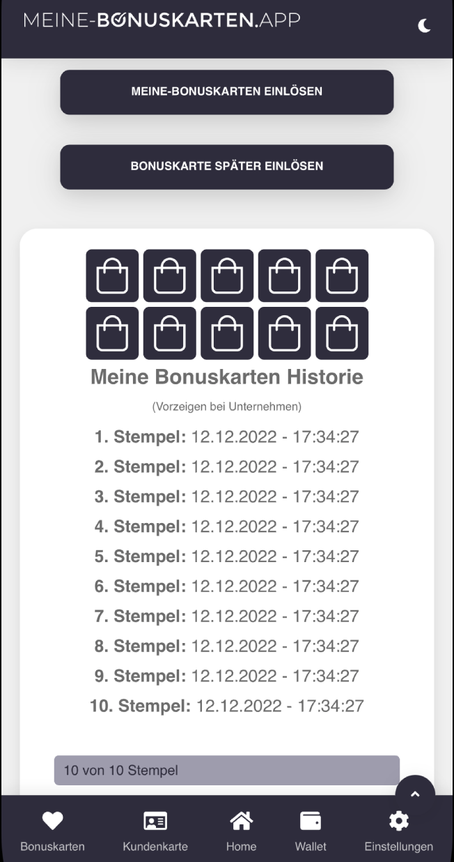 Meine-Bonuskarten.App - Volle Bonuskarten einlösen