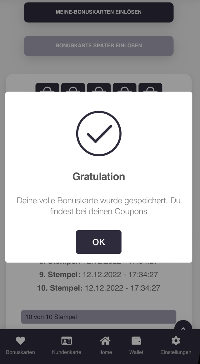 Meine-Bonuskarten.App - Volle Bonuskarten einlösen