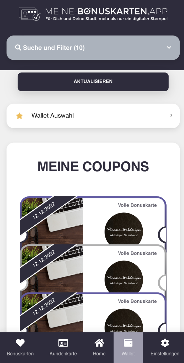 Meine-Bonuskarten.App - Volle Bonuskarten einlösen