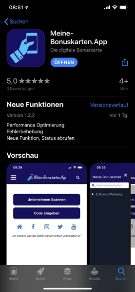 Neue iOS App Version 1.2.2 im Apple App Store
